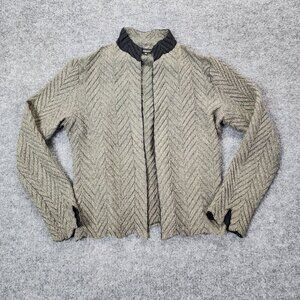 Komarov Sweater Jacket Women’s Small Black Gray Knit Herringbone